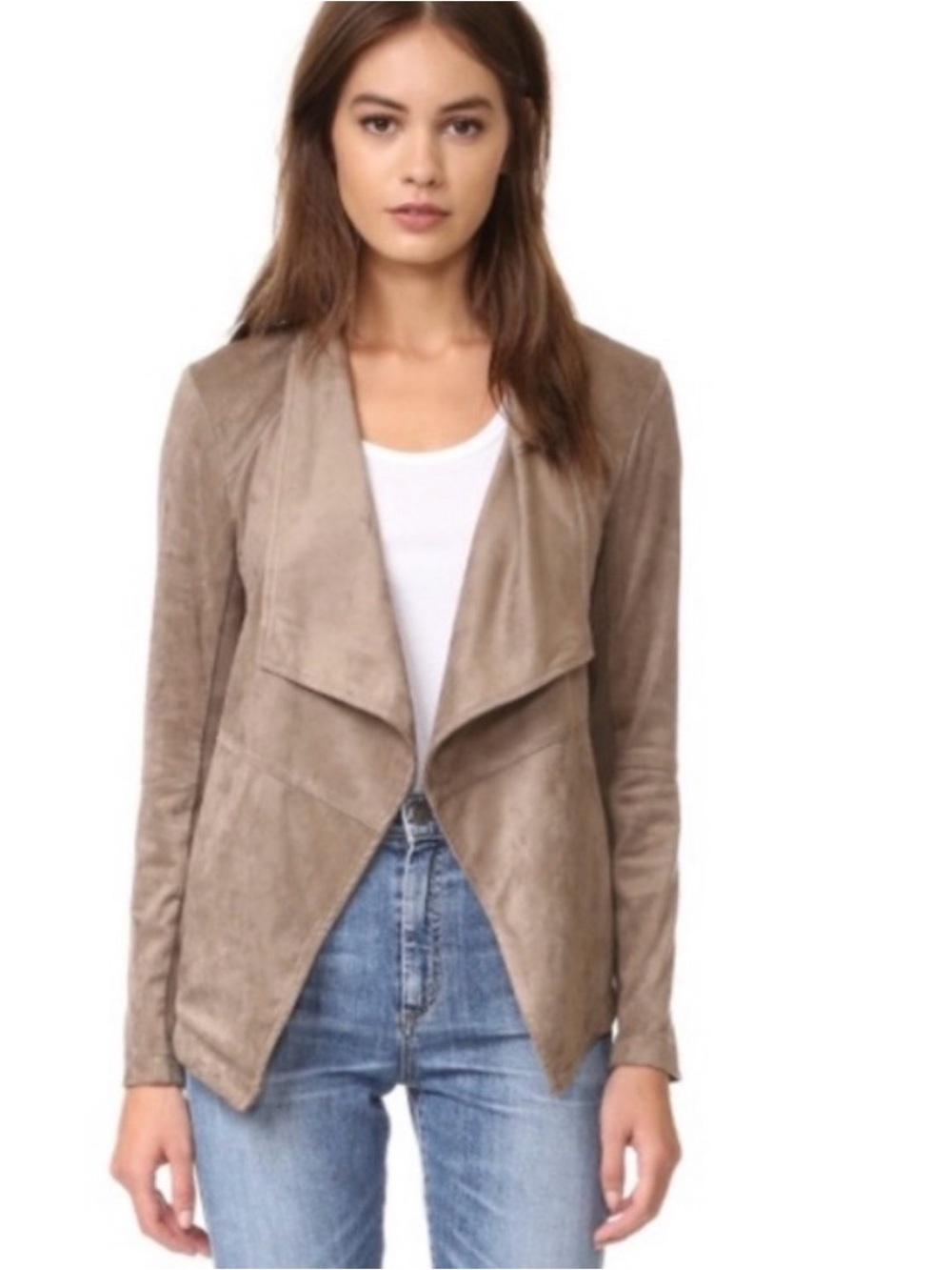 BB Dakota Taupe Draped Suede-Look Jacket XS